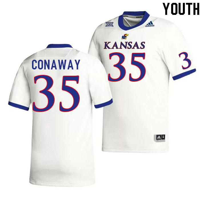 Youth #35 Billy Conaway Kansas Jayhawks College Football Jerseys Stitched Sale-White